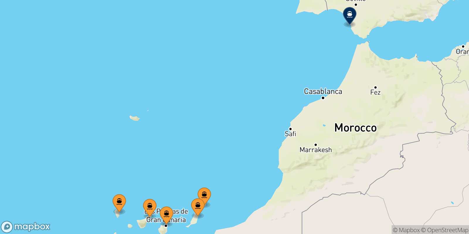 Carte des ports  Cadiz