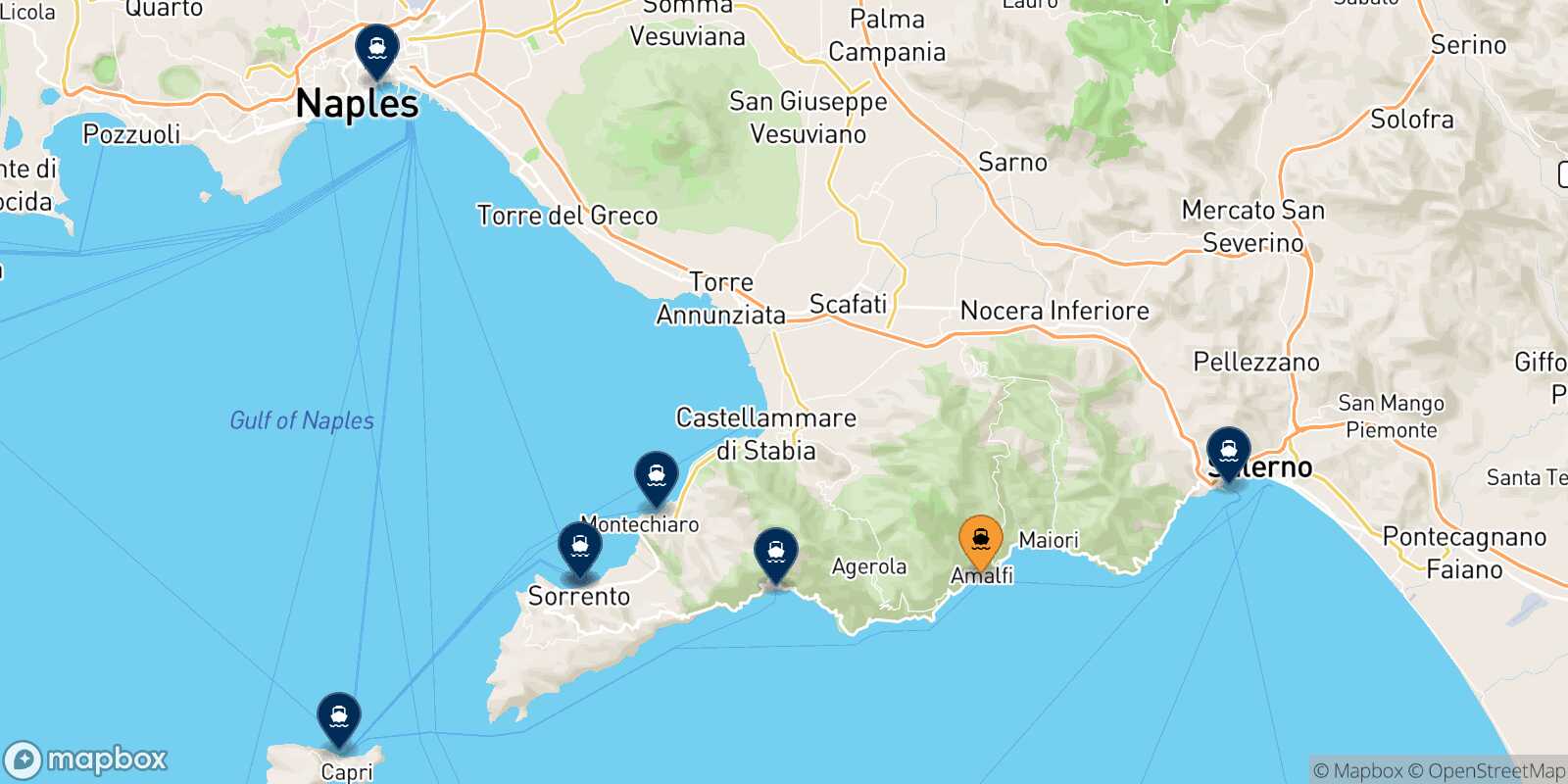 Carte des destinations de Amalfi