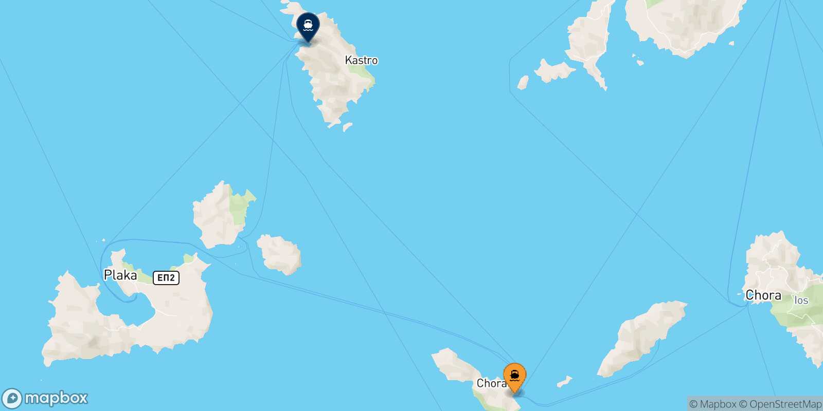 Carte des traverséesFolegandros Sifnos