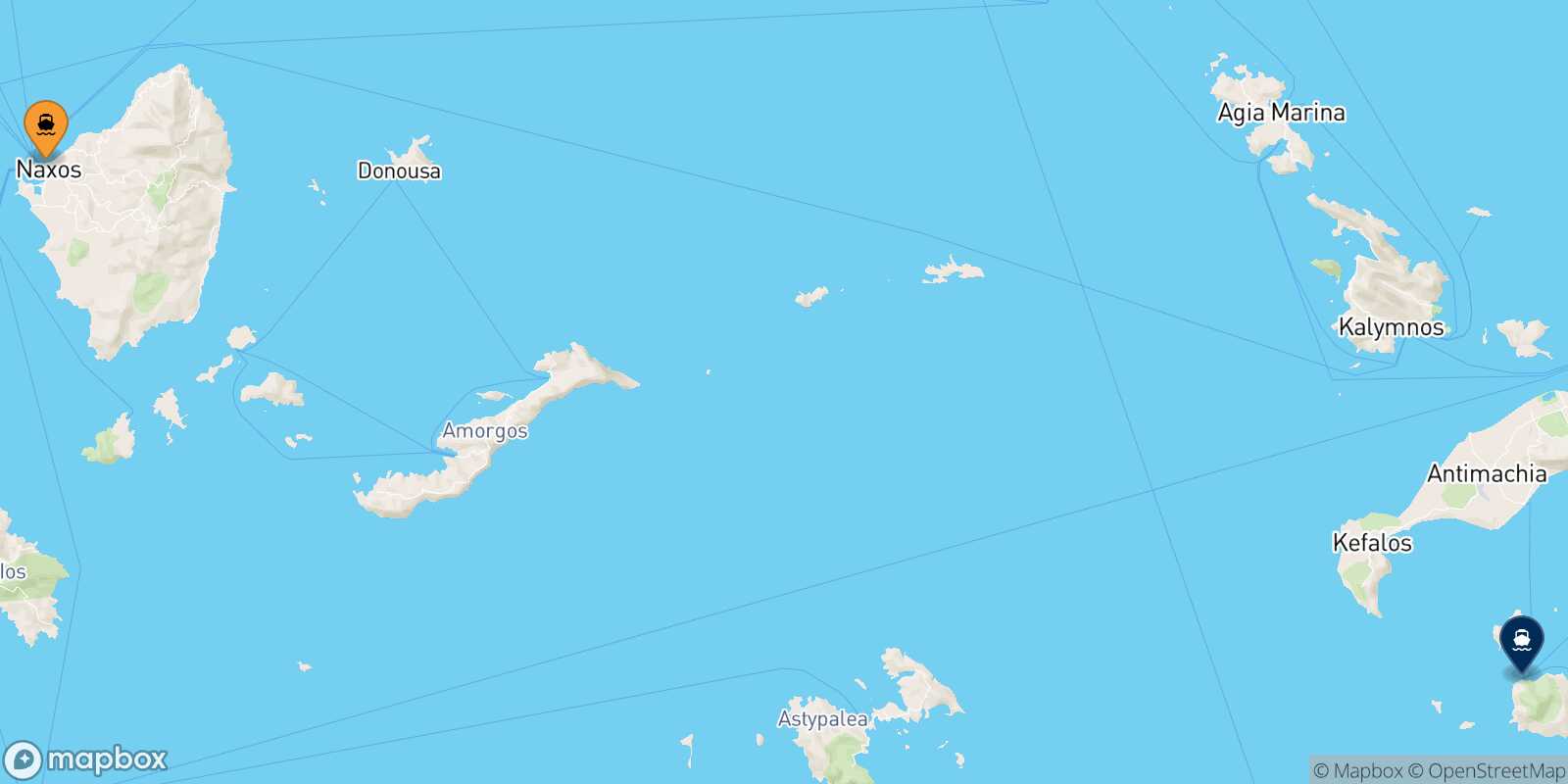 Carte des traverséesNaxos Nisyros