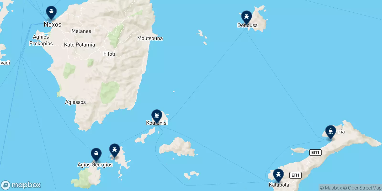 Carte des destinations Mikres Kyklades N.e.