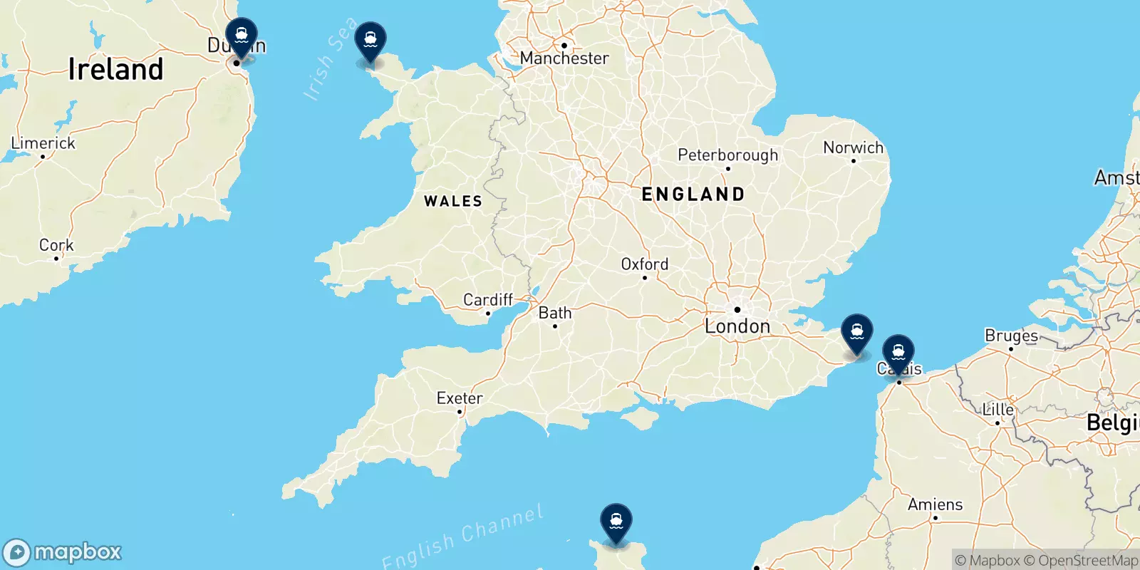 Carte des destinations Irish Ferries