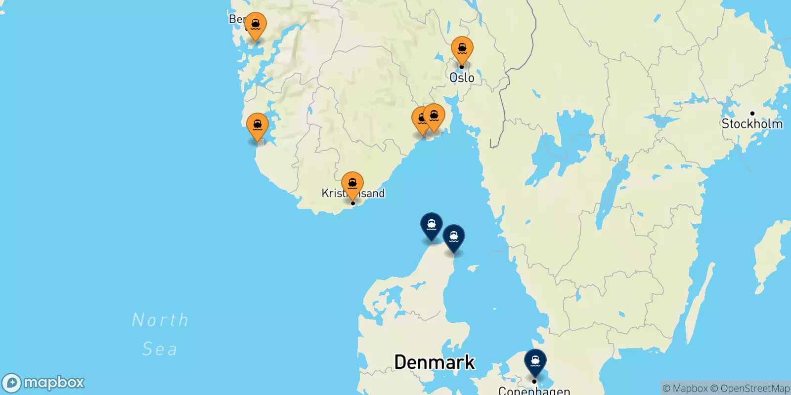 Ferry de la Norvège pour le Danemark