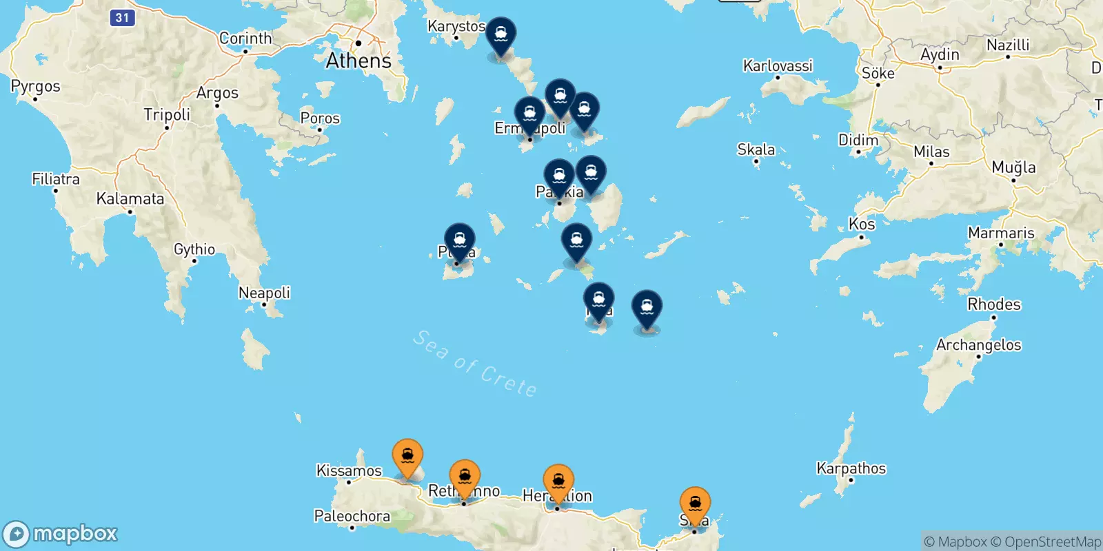 Ferry de la Crète pour Îles Des Cyclades