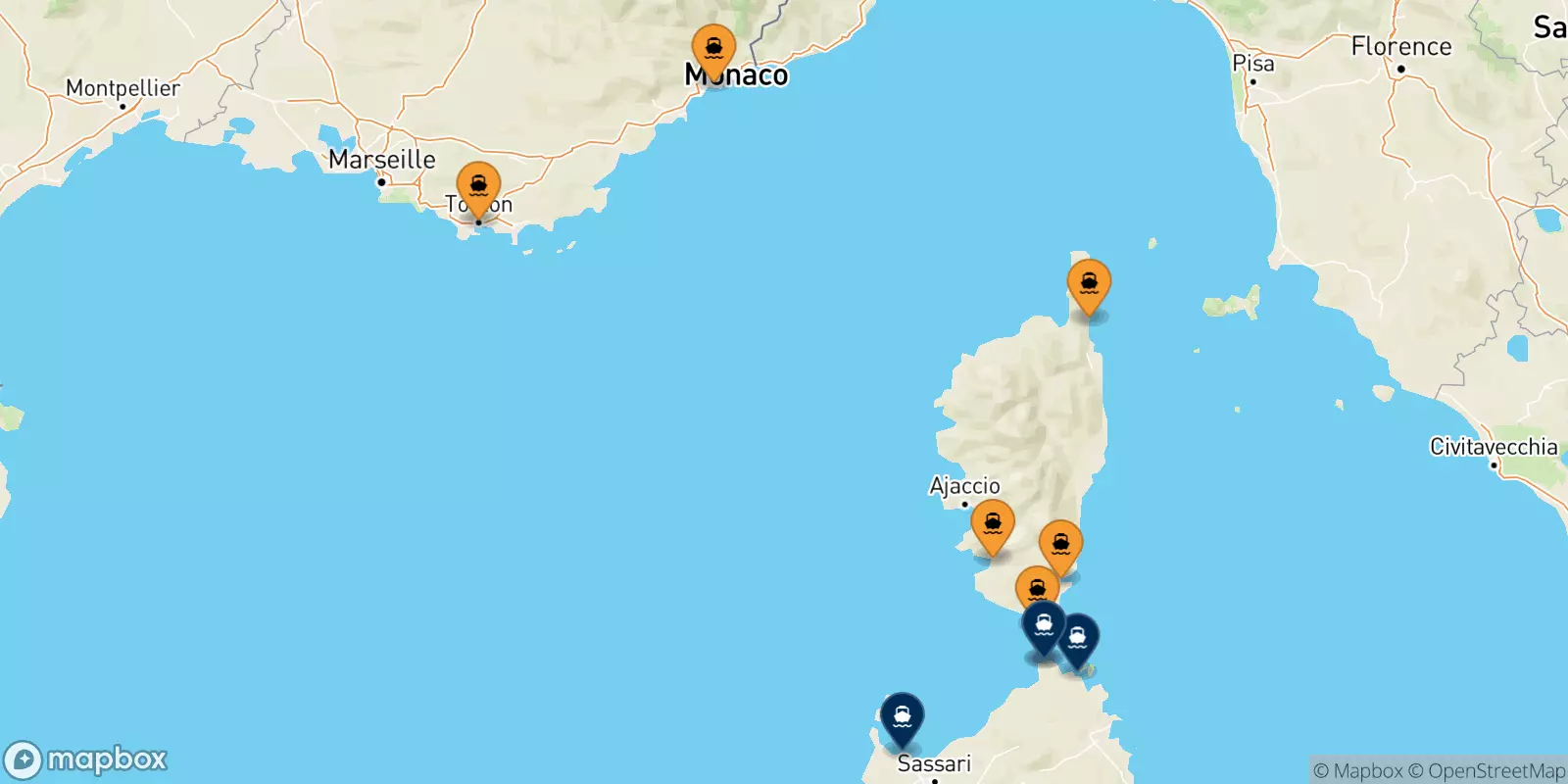 Ferry de la France pour la Sardaigne