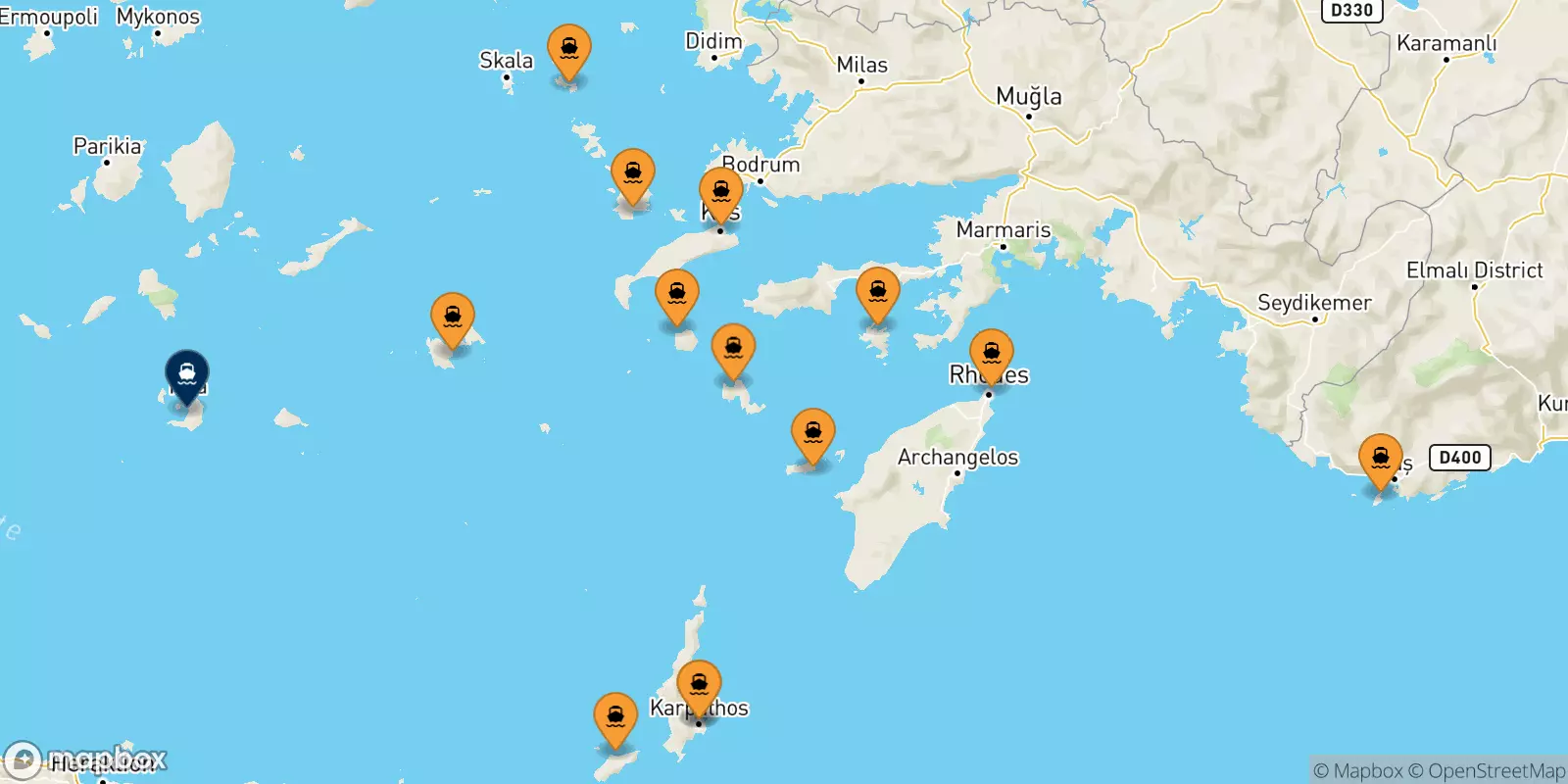 Ferry de Îles Du Dodécanèse pour Théra (Santorin)