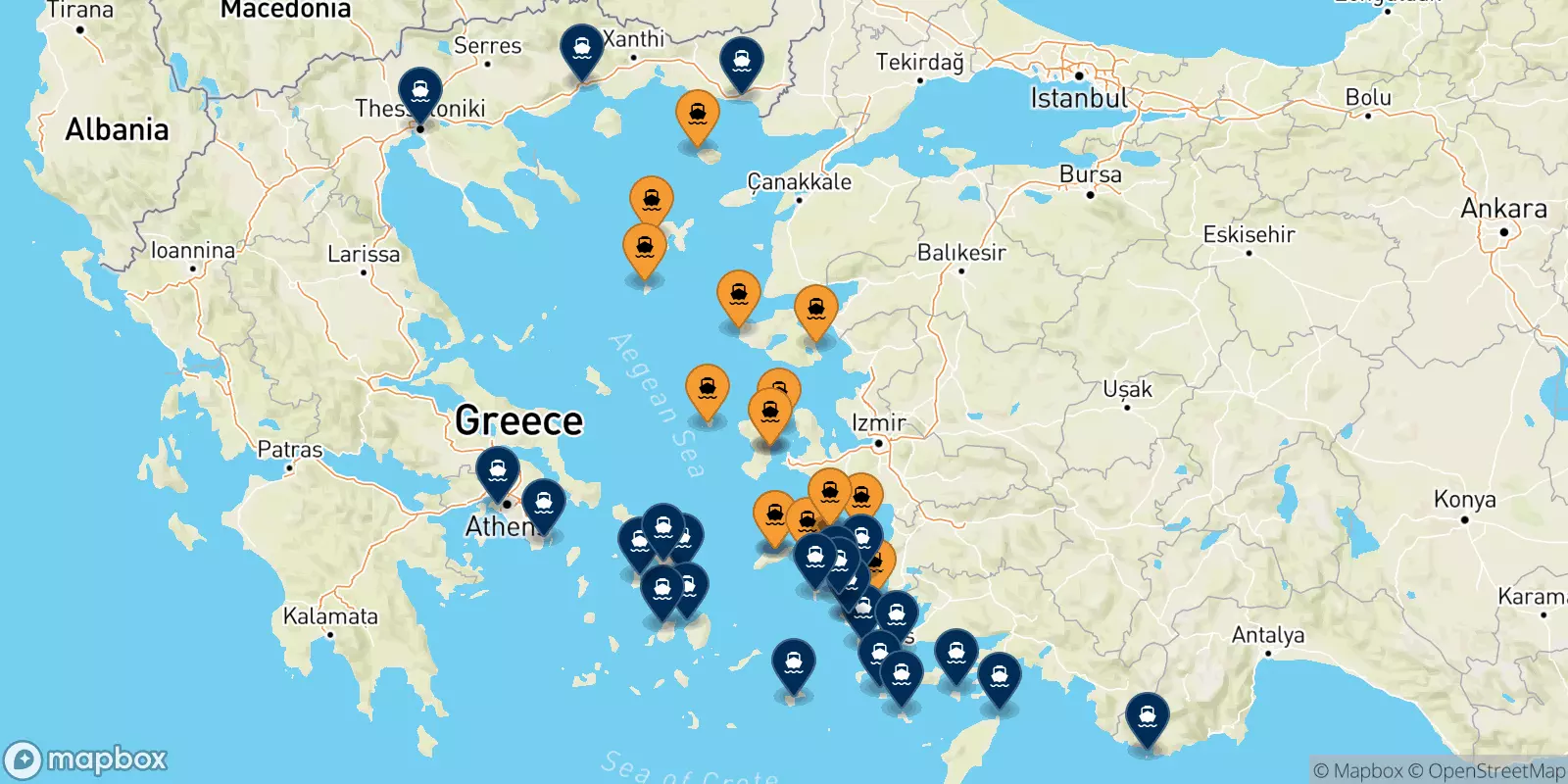 Ferry des Îles Égéennes pour la Grèce