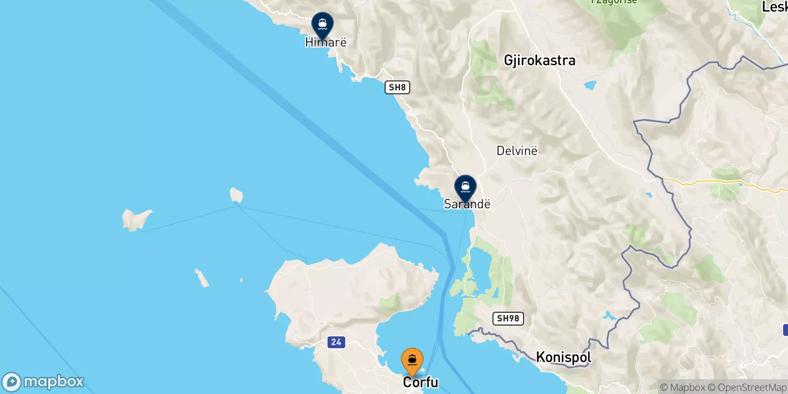 Ferry de Îles Ioniennes pour l'Albanie