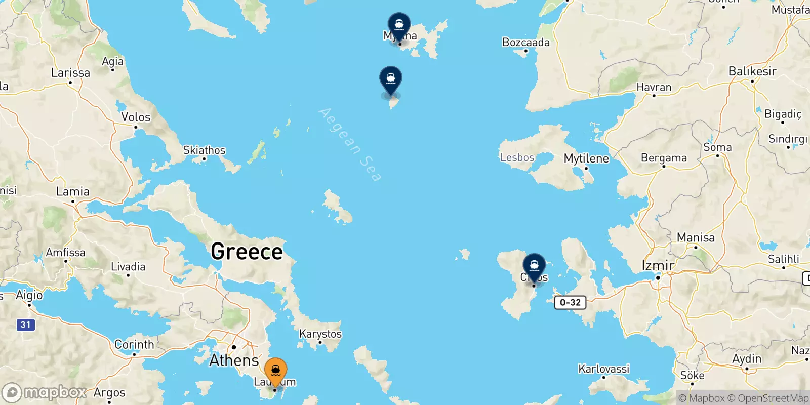 Ferry de Lavrio pour les Îles Égéennes