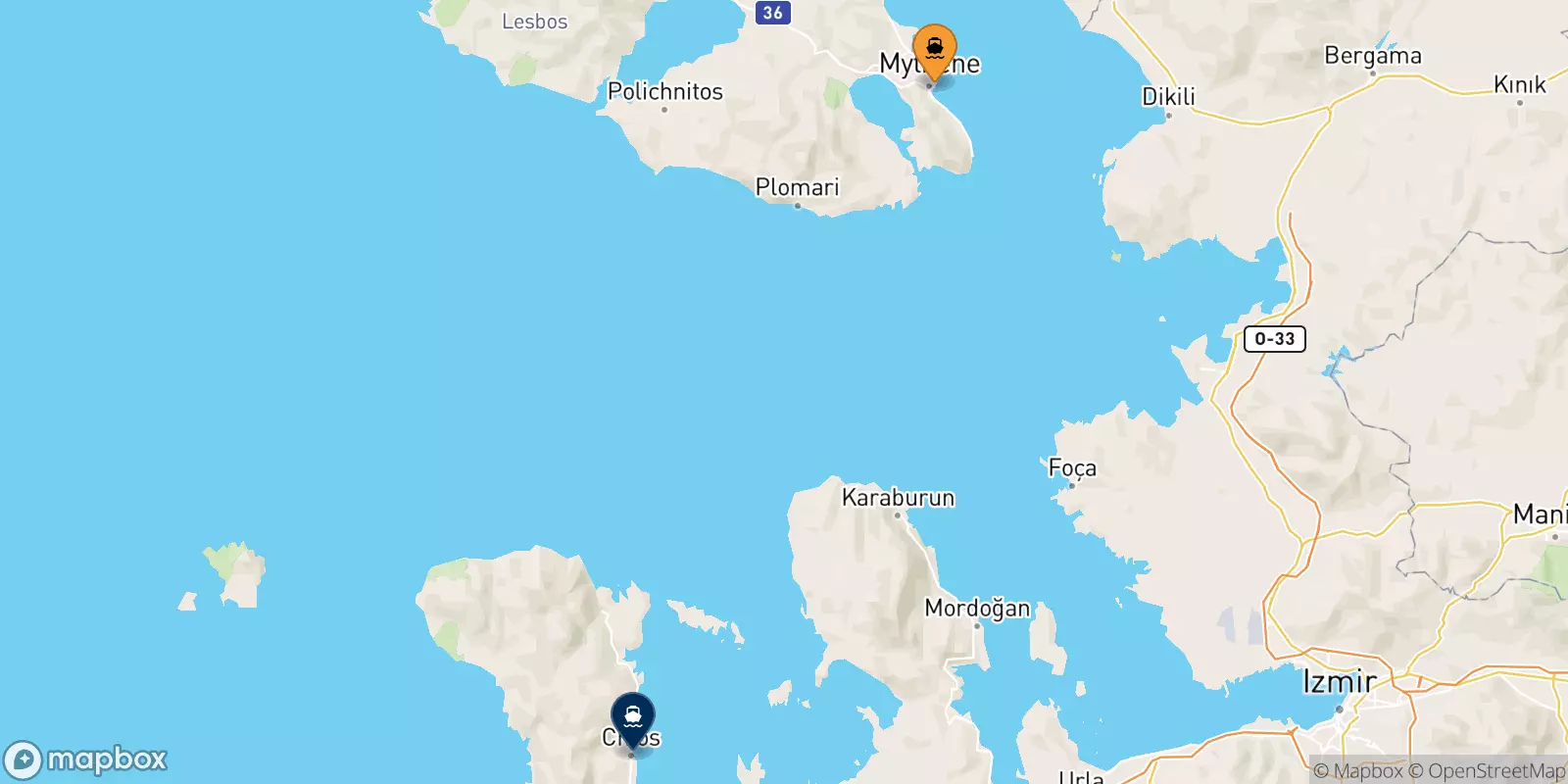 Ferry de Mytilène (Lesvos) pour Chios