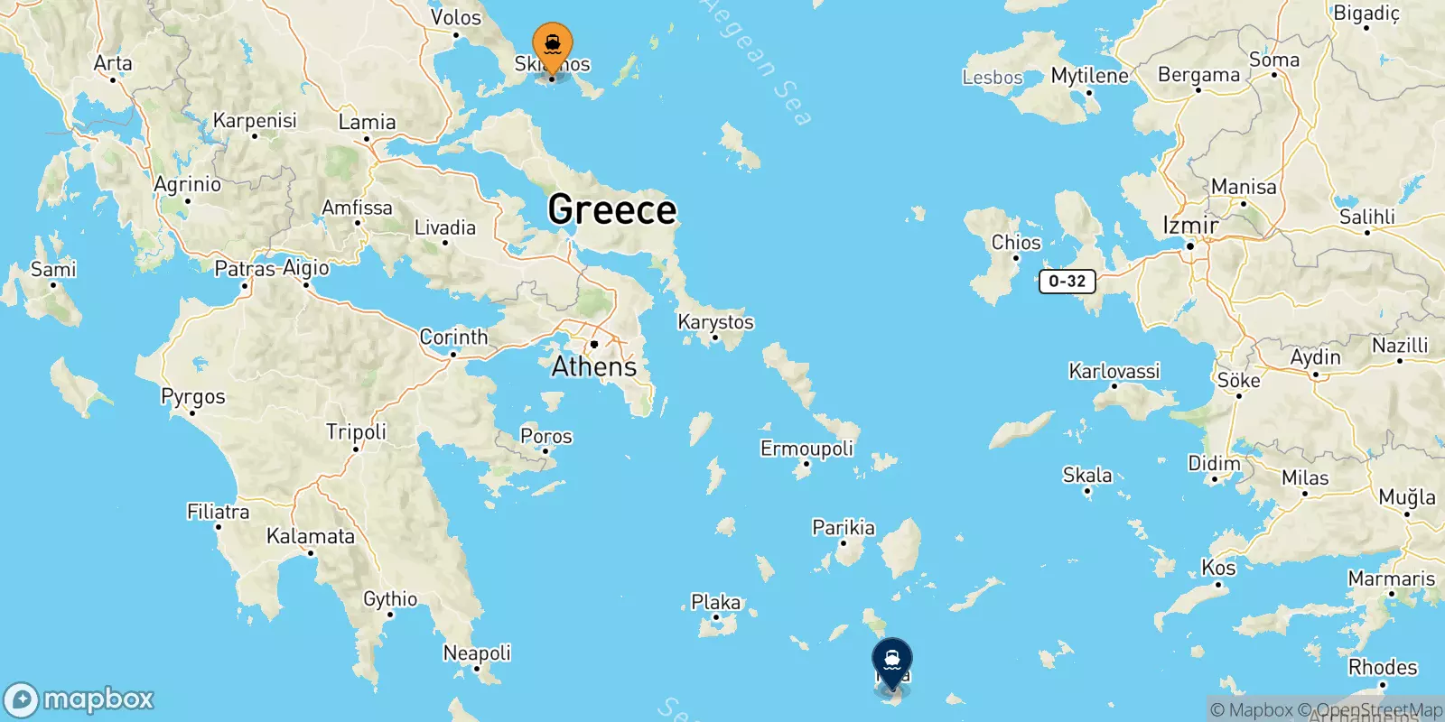 Ferry des Îles Sporades pour Théra (Santorin)