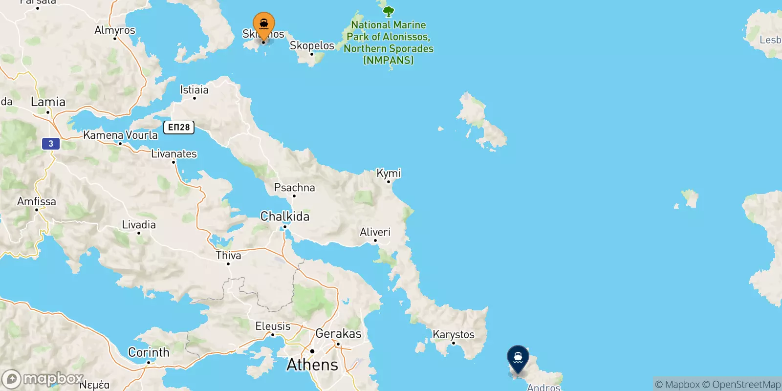 Ferry de Skiathos pour Andros