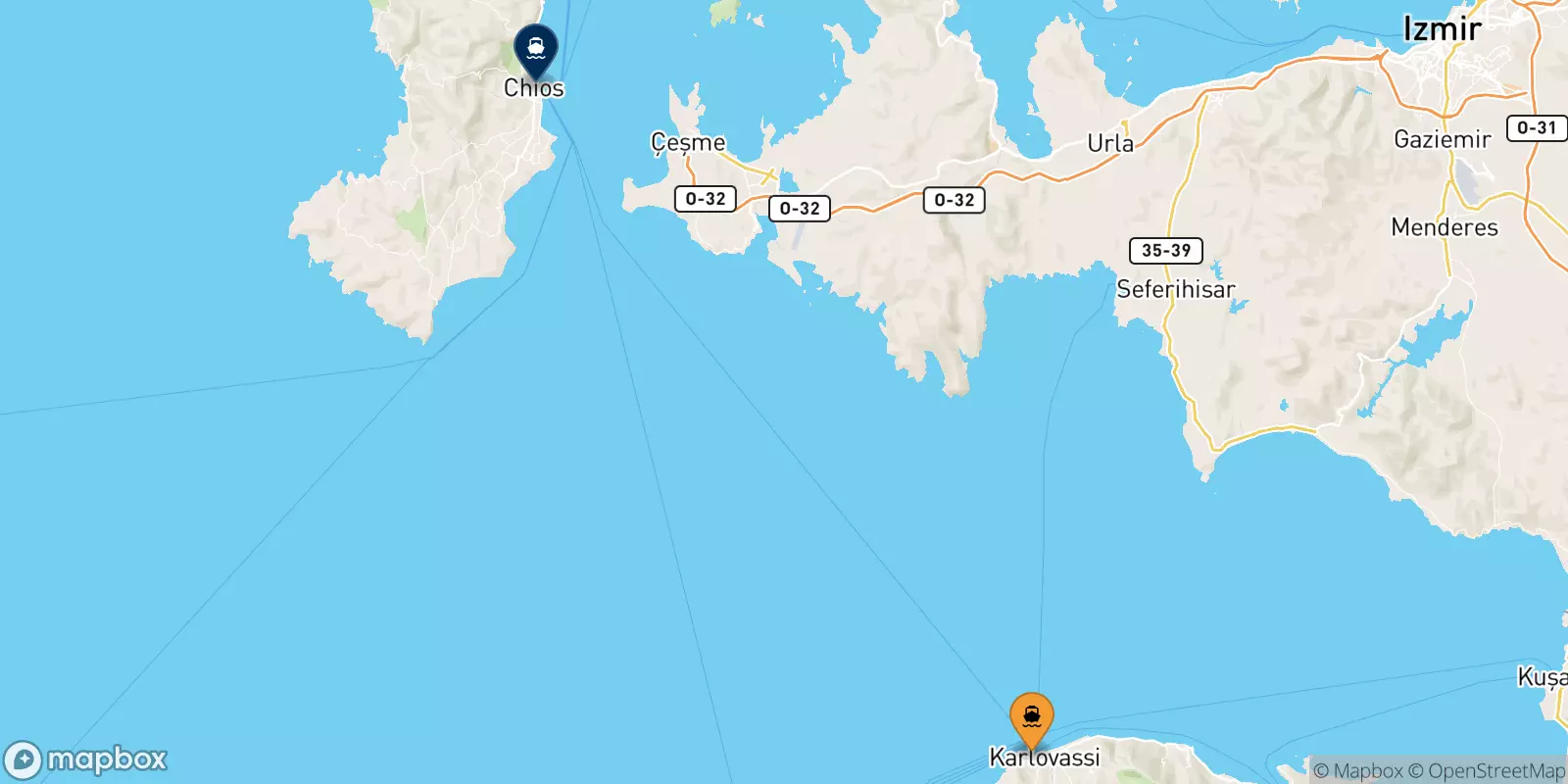 Ferry de Pythagorio (Samos) pour Chios