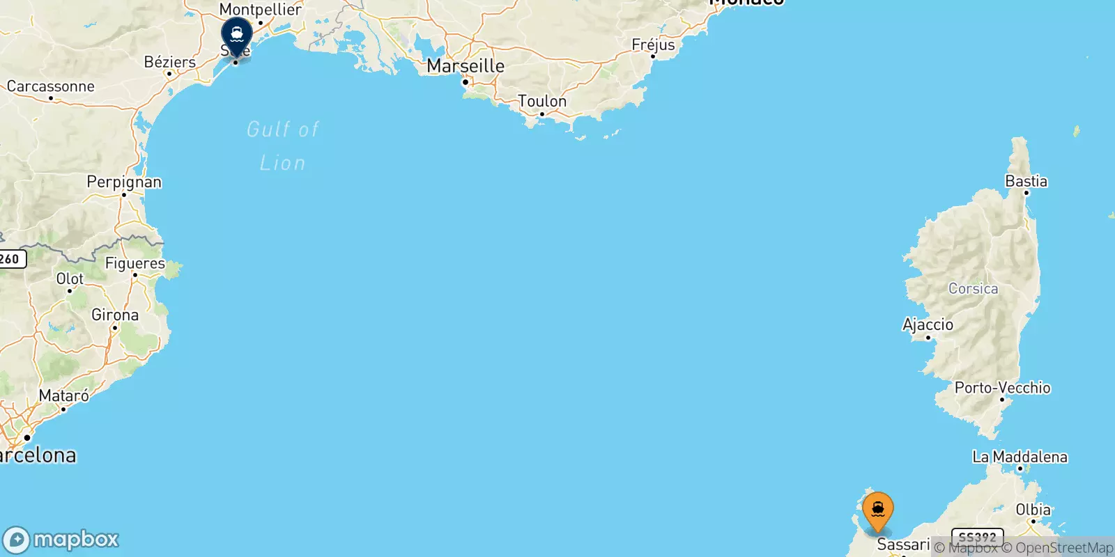 Ferry de la Sardaigne pour Sète